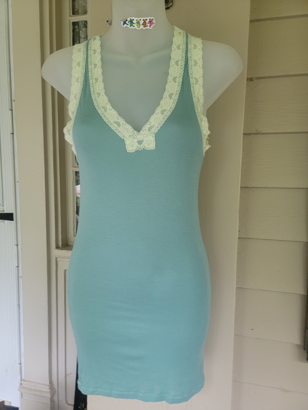 Michael Stars Nwt Y2k Deadstock Contrast Lace Tank Top Mini Dress